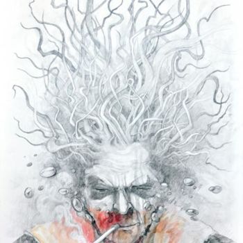 Drawing titled "Underwater smoke" by Ieronim Morut, Original Artwork