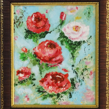 Pintura intitulada "Red and white Roses…" por Indrani Ghosh, Obras de arte originais, Acrílico