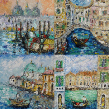 Painting titled "Venice Houses Canal…" by Indrani Ghosh, Original Artwork, Oil