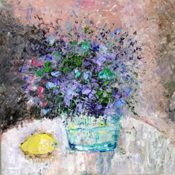 Schilderij getiteld "Wild Flower Bouquet…" door Indrani Ghosh, Origineel Kunstwerk, Olie Gemonteerd op Andere stijve panelen