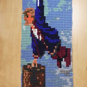 Textile Art titled "Guy on a rope" by Das Igelchen, Original Artwork, Tapestry