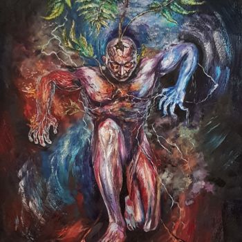Painting titled ""Imir - Gott des Ch…" by Iryna Tartakowski, Original Artwork, Oil
