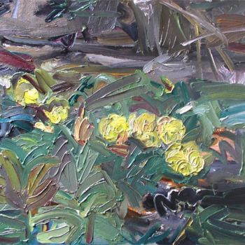 Картина под названием "Желтые цветы" - Iggy, Подлинное произведение искусства