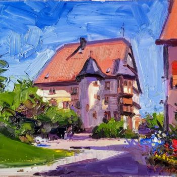 Painting titled "The Castel" by Igli Arapi, Original Artwork, Oil