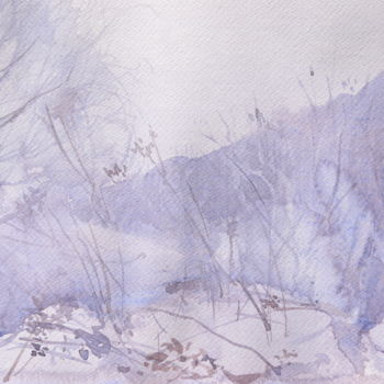 Painting titled "Inverno" by Igli Arapi, Original Artwork, Watercolor