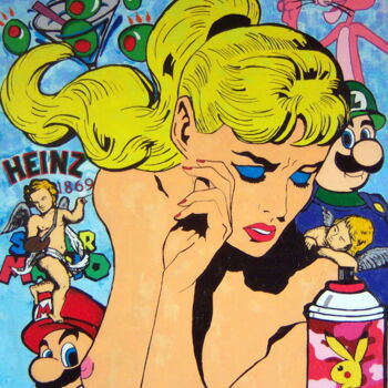 Malerei mit dem Titel "Playboy" von Ignacio Galli, Original-Kunstwerk, Acryl