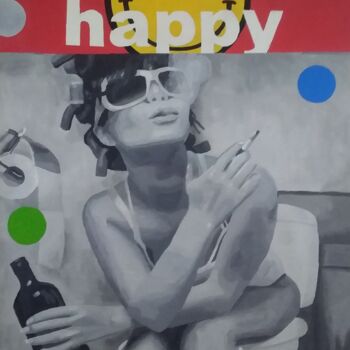 Malerei mit dem Titel "Happy" von Ignacio Galli, Original-Kunstwerk, Acryl