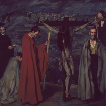Pittura intitolato "Le Christ du sang" da Ignacio Zuloaga, Opera d'arte originale, Olio