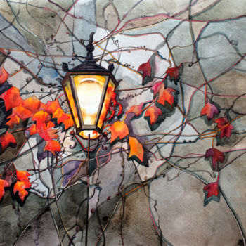 Pintura intitulada "Autumn. Light.jpg" por Tatiana Ignat, Obras de arte originais, Aquarela