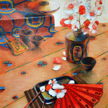 Malarstwo zatytułowany „Japanese Still Life…” autorstwa Tatiana Ignat, Oryginalna praca, Inny