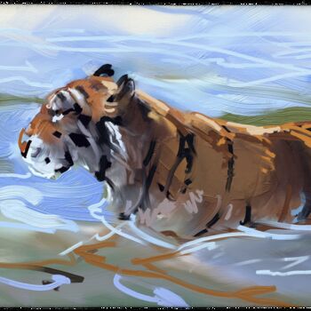 Arts numériques intitulée "Тигр" par Igor Komarov, Œuvre d'art originale, Peinture numérique