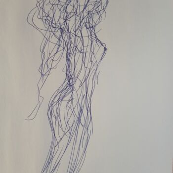 Drawing titled "Она.." by Igor Abramov, Original Artwork, Ballpoint pen