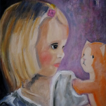 Картина под названием "Дарьюшка и Дейзи" - Игорь Бондаренко, Подлинное произведение искусства, Масло