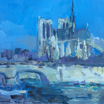 Schilderij getiteld "Vue sur Notre Dame" door Igor Filippov, Origineel Kunstwerk