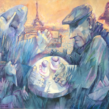 Painting titled "The meeting in Paris" by Igor Filippov, Original Artwork, Oil