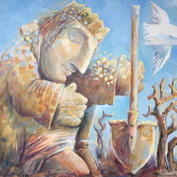 Painting titled "The gardener" by Igor Filippov, Original Artwork, Oil