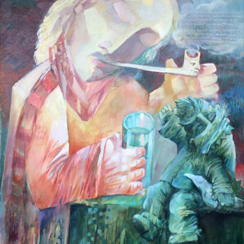 Peinture intitulée "The small green fri…" par Igor Filippov, Œuvre d'art originale, Huile