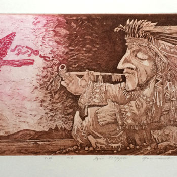 Gravures & estampes intitulée "L'indien" par Igor Filippov, Œuvre d'art originale, Eau-forte