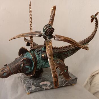 Sculpture intitulée "Прогулка алигатора" par Igor Glukhenkij, Œuvre d'art originale, Bronze