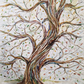 Картина под названием "Позднее дерево" - Игорь Храмов, Подлинное произведение искусства, Акварель
