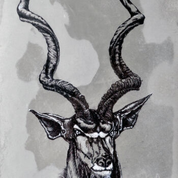 Zeichnungen mit dem Titel "African antelope Gr…" von Igor Kashchenko, Original-Kunstwerk, Tinte