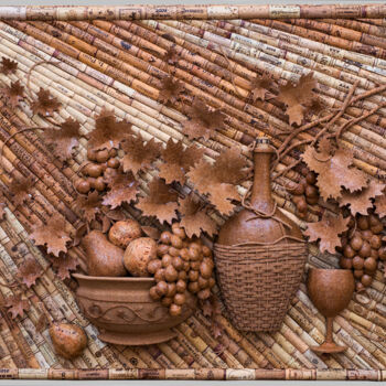 Escultura intitulada "Wine and fruits" por Igor Kopachevsky, Obras de arte originais, Madeira