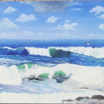 Painting titled "sea wave" by Igor Kryzhanovskyy, Original Artwork, Oil