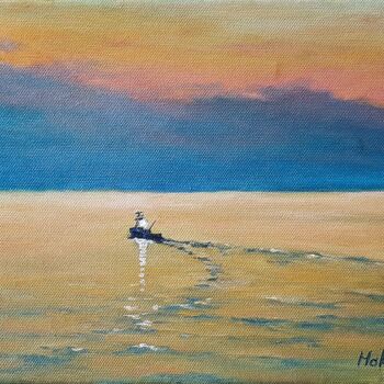 Malarstwo zatytułowany „Fishing boat in Cro…” autorstwa Igor Makeev, Oryginalna praca, Olej