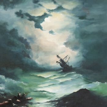 Painting titled "Shipwreck" by Igor Makeev, Original Artwork, Oil