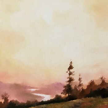 Malerei mit dem Titel "landscape with pine" von Igor Makeev, Original-Kunstwerk, Öl