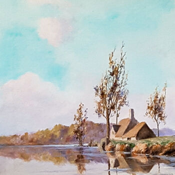 Peinture intitulée "Landscape with a la…" par Igor Makeev, Œuvre d'art originale, Huile
