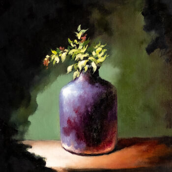 Картина под названием "Vase with Flowers" - Igor Makeev, Подлинное произведение искусства, Масло