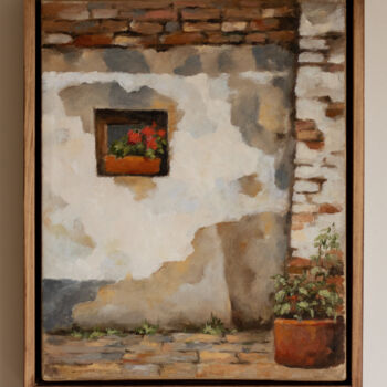 Painting titled "View of the wall of…" by Igor Makeev, Original Artwork, Oil