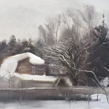 "Зимний пейзаж" başlıklı Tablo Игорь Машин tarafından, Orijinal sanat, Petrol Diğer sert panel üzerine monte edilmiş