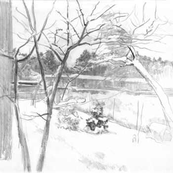 Рисунок под названием "Зимний сад 3" - Игорь Машин, Подлинное произведение искусства, Карандаш