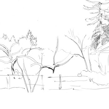 Рисунок под названием "Зимняя зарисовка" - Игорь Машин, Подлинное произведение искусства, Гелевая ручка