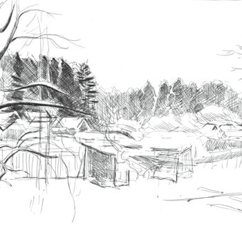 Рисунок под названием "Зимний сад 5" - Игорь Машин, Подлинное произведение искусства, Гелевая ручка