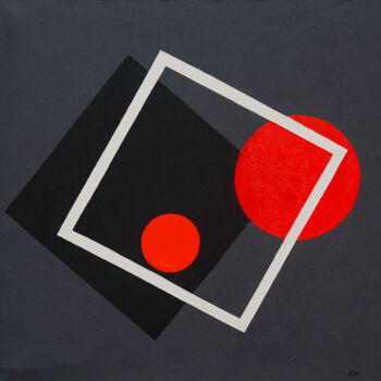 Peinture intitulée "two red circles" par Igor Matvienko, Œuvre d'art originale, Acrylique