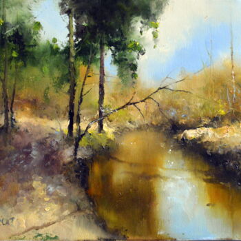 Peinture intitulée "The Skhodnya river…" par Igor Medvedev, Œuvre d'art originale, Huile