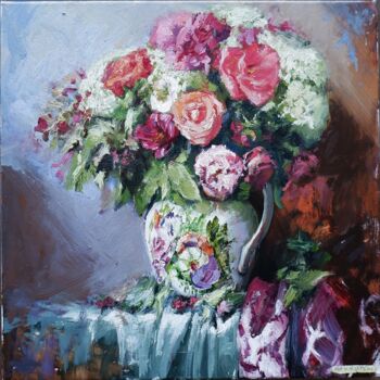 Schilderij getiteld "morning flowers" door Igor Navrotski, Origineel Kunstwerk, Olie