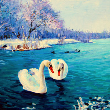 제목이 "Лебединое озеро"인 미술작품 Igor Pautov로, 원작, 기름