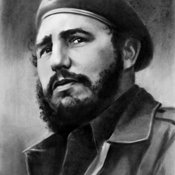 Рисунок под названием "Фидель Кастро" - Igor Pautov, Подлинное произведение искусства, Карандаш