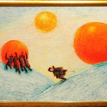 Картина под названием "Skating with orange" - Igor Shaimardanov, Подлинное произведение искусства, Масло
