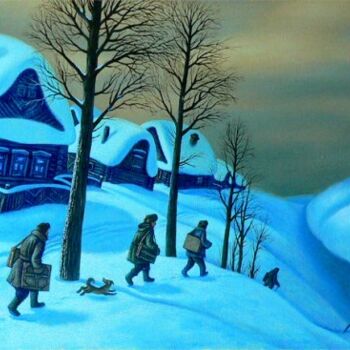 Ζωγραφική με τίτλο "Artists in the snow" από Igor Shaimardanov, Αυθεντικά έργα τέχνης, Λάδι