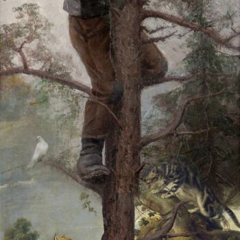 Painting titled "man on a tree" by Igor Skaletsky, Original Artwork, Acrylic