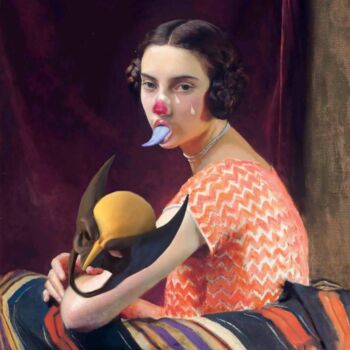Painting titled "girl with wolverine…" by Igor Skaletsky, Original Artwork, Acrylic