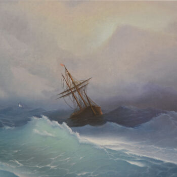 Pintura titulada "Корабль в бушующем…" por Igor Smirnov, Obra de arte original, Oleo