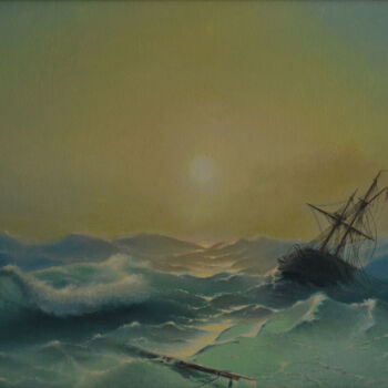 Pintura intitulada "Корабль в бедствии.…" por Igor Smirnov, Obras de arte originais, Óleo