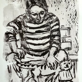Prenten & gravures getiteld "Striped mates" door Igor Studenikin (iSt), Origineel Kunstwerk, Monotype