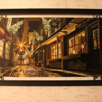 Картина под названием "Улочка. Ночь." - Игорь Сурков, Подлинное произведение искусства, Масло